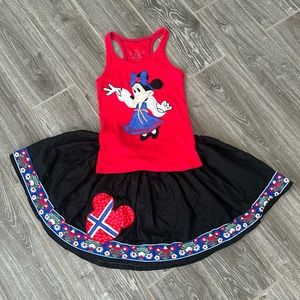 Girls custom Epcot Disney world Germany themed 2pc Minnie appliqué skirt set 7 8